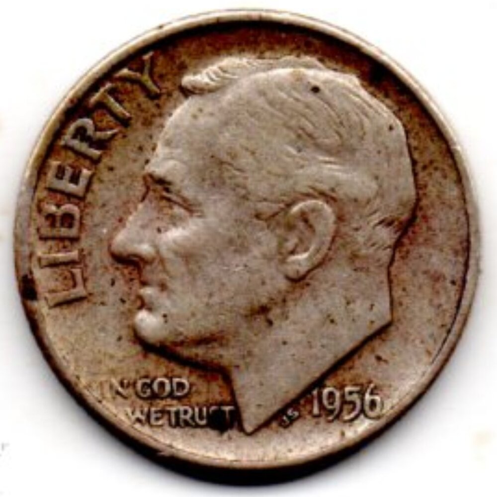 Granny Estate Find - 1956 D Roosevelt Dime 90 % Silver